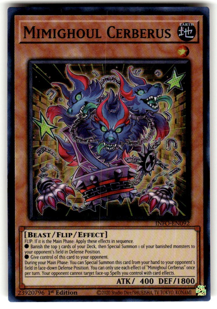 Mimighoul Cerberus 1° Edizione Super Rara L'Infinito Proibito INFO-EN092 NM