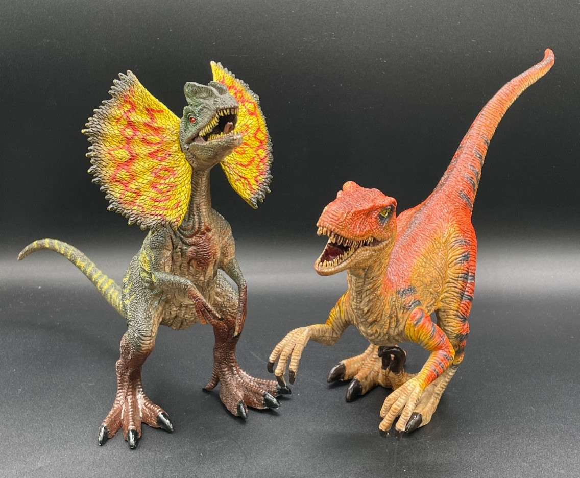 Realistic Adventure Force Velociraptor & Dilophosaurus Dinosaur Action Figures