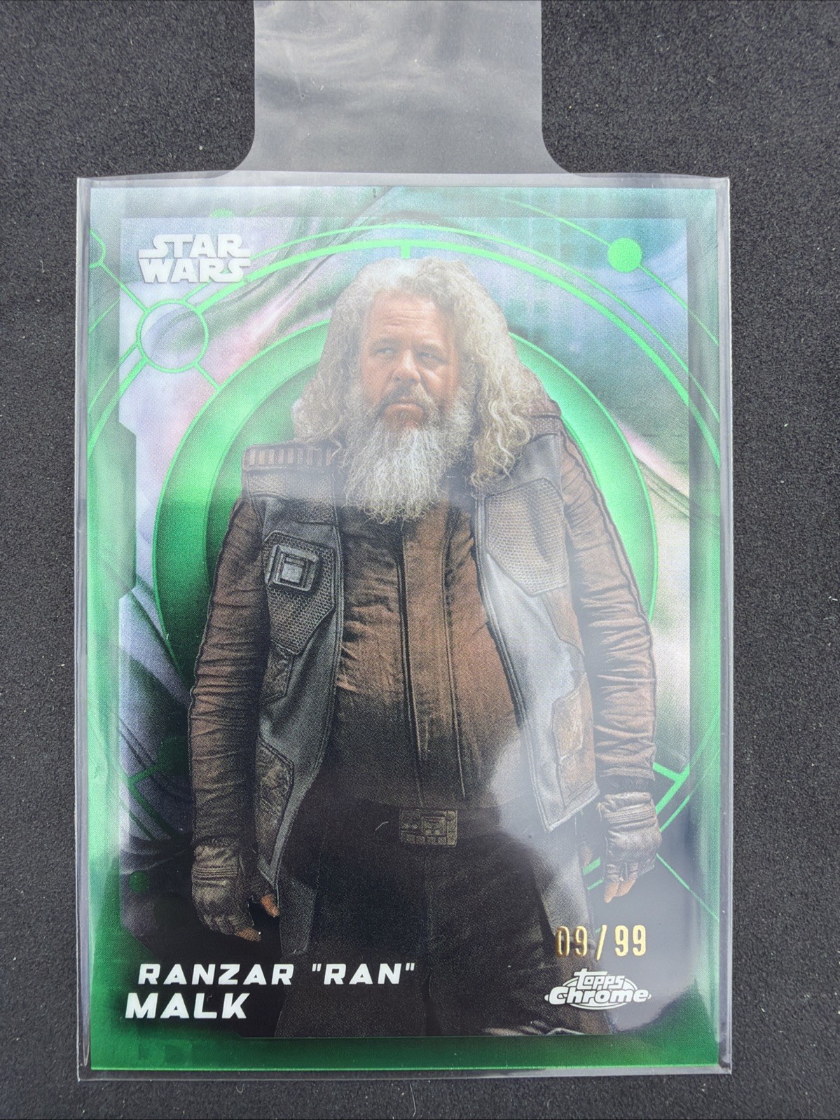 2026 Topps Chrome Star Wars Ranzar "Ran" rifrattore verde malta /99 #128