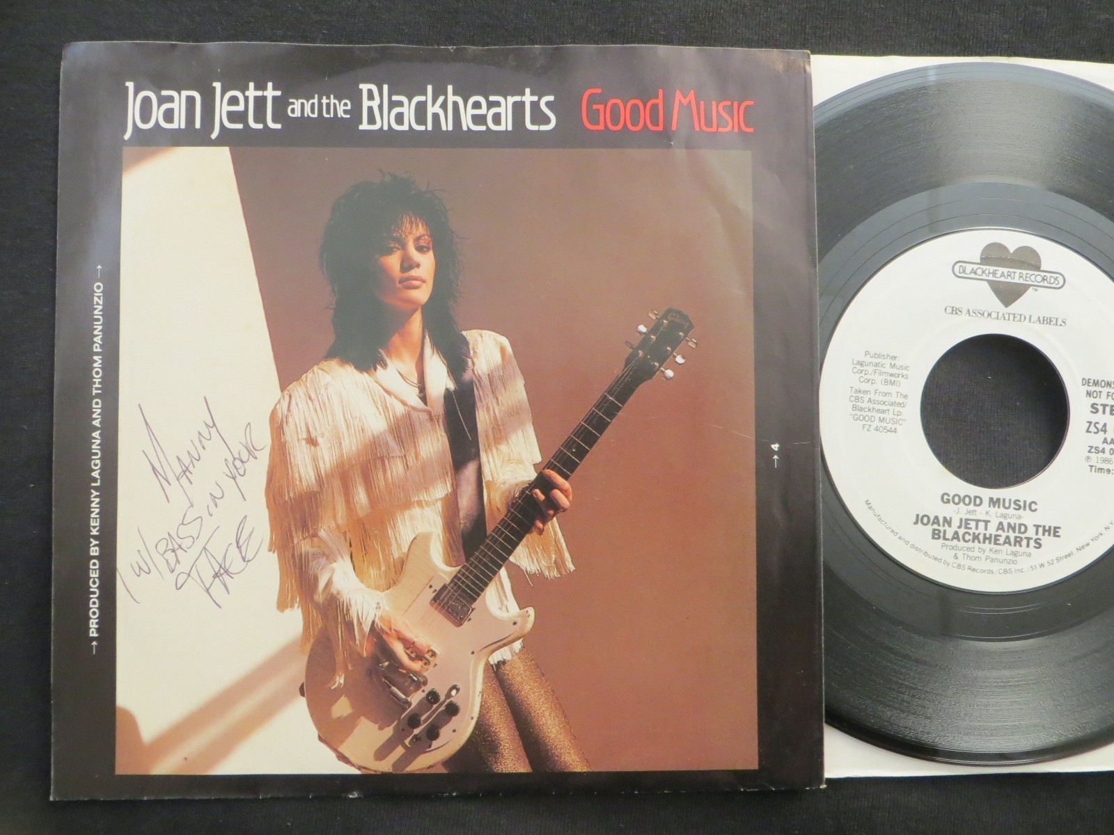 Joan Jett-"Good Music" 7",Promo,Signed By Manny Caiati On "Notorious" Tour,EX/NM