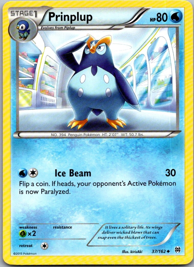 Prinplup 37/162 Pokemon non comune BREAKthrough quasi come nuovo