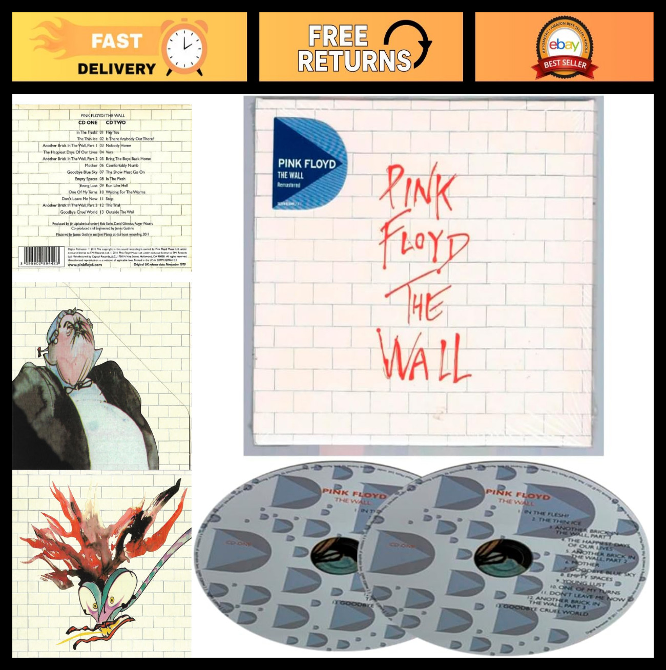 Remastered Vinyl Record - The Wall, Classic Rock Album, High-Quality Sound
