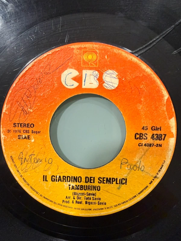 Vinile 45 Giri Il Giardino dei Semplici Vai / Tamburino CBS 1976