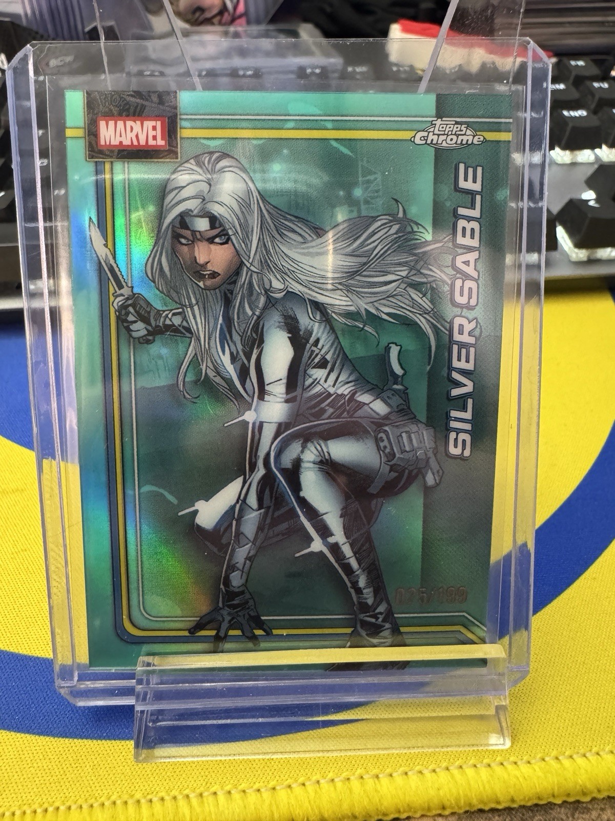 2026 Topps Chrome Marvel Comics #158 Silver Sable Aqua rifrattore /199
