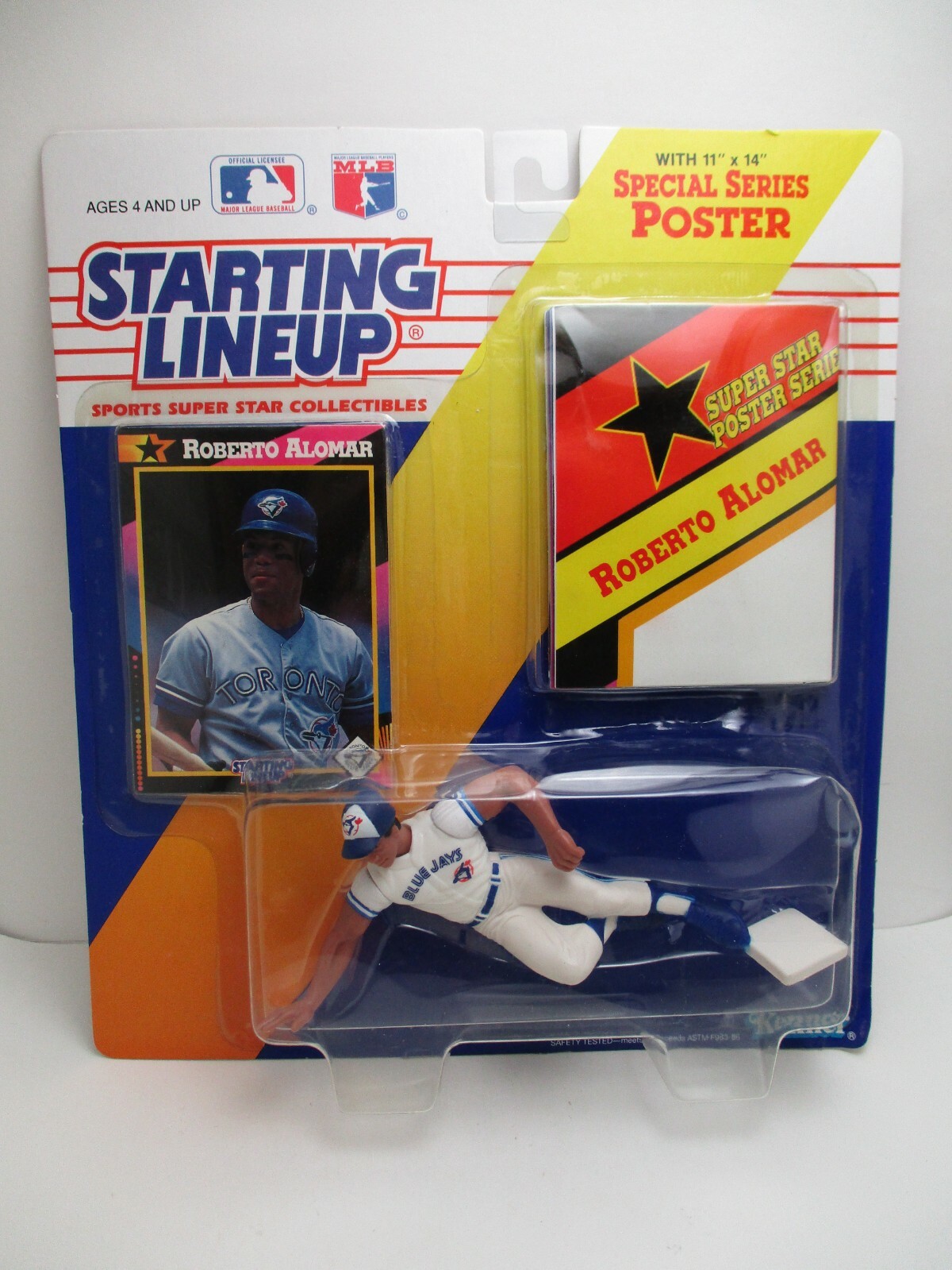 1992 Starting Lineup Roberto Alomar Figure SLU Toronto Bluejays Poster Card