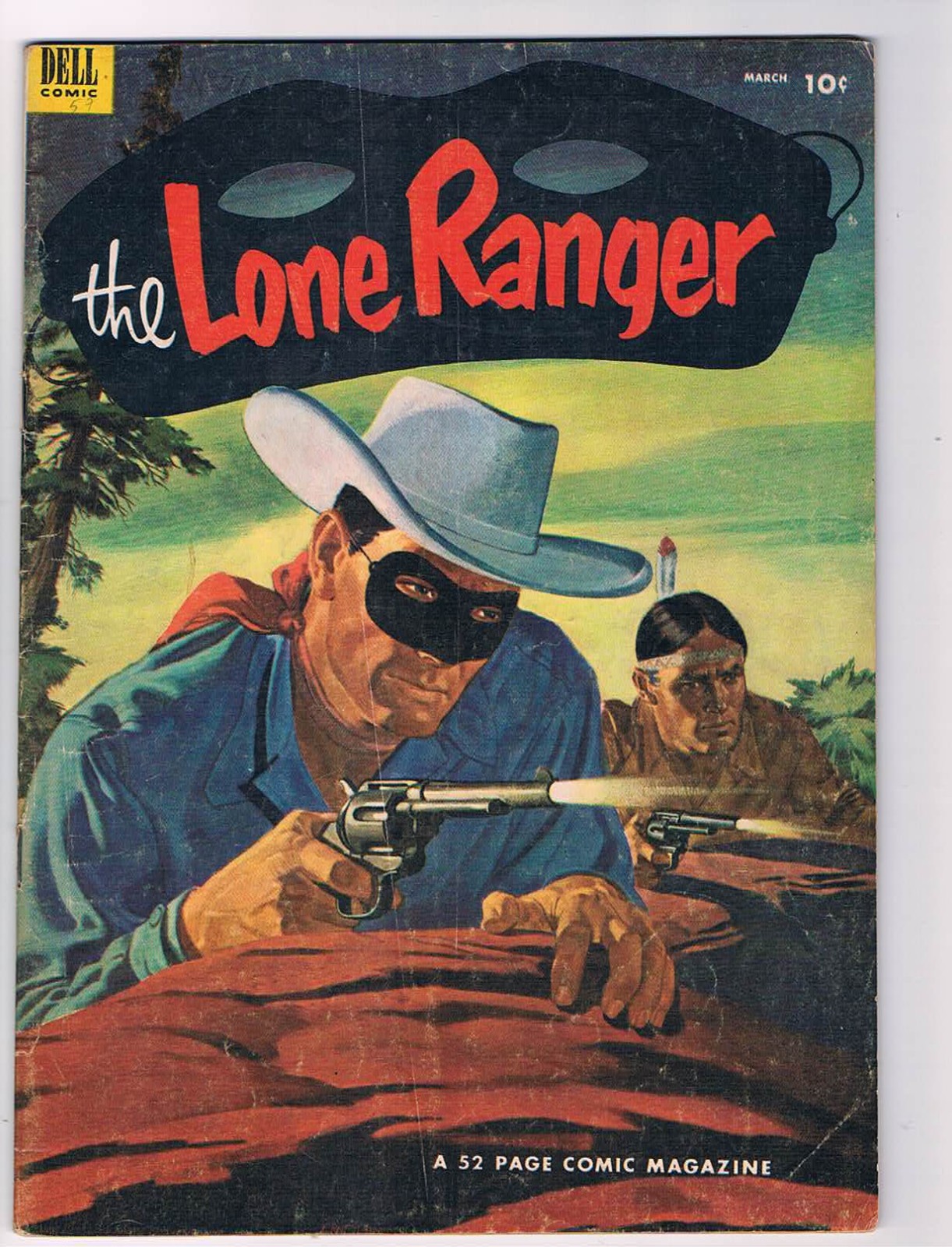 Lone Ranger #57-Traitor in the Fold, painted covers DELL 1953  Fine+