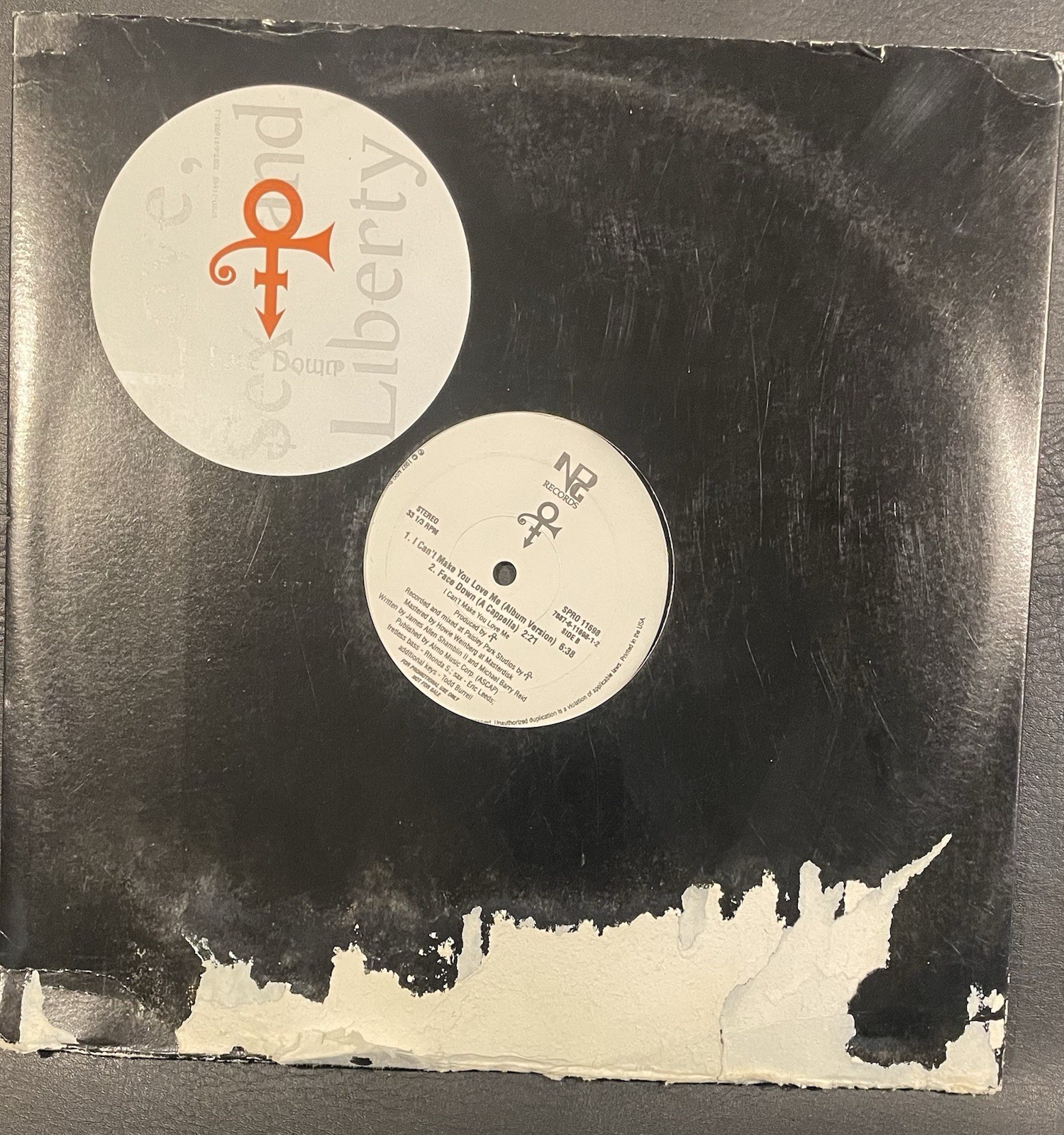 THE ARTIST (FORMERLY KNOWN AS PRINCE) - FACE DOWN - NPG RECORDS 12" SINGLE EX/G+