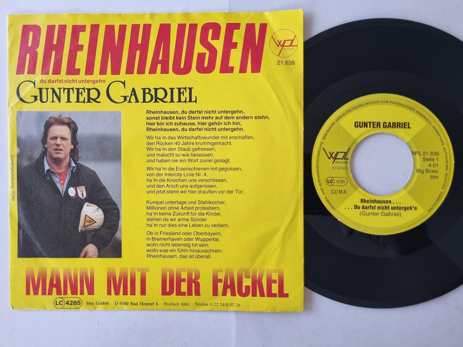 Gunter Gabriel - Rheinhausen 7'' Vinyl Germany