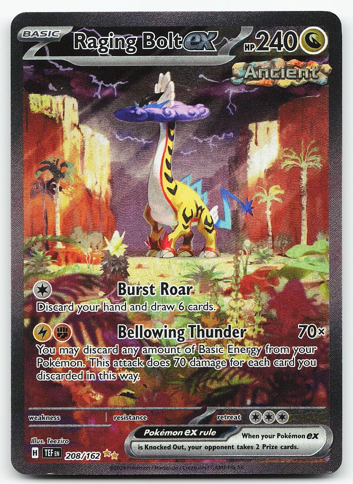 Pokemon Bullone Infuriato ex 208/162 Forze Temporali Illustrazione Speciale Raro Holo NM