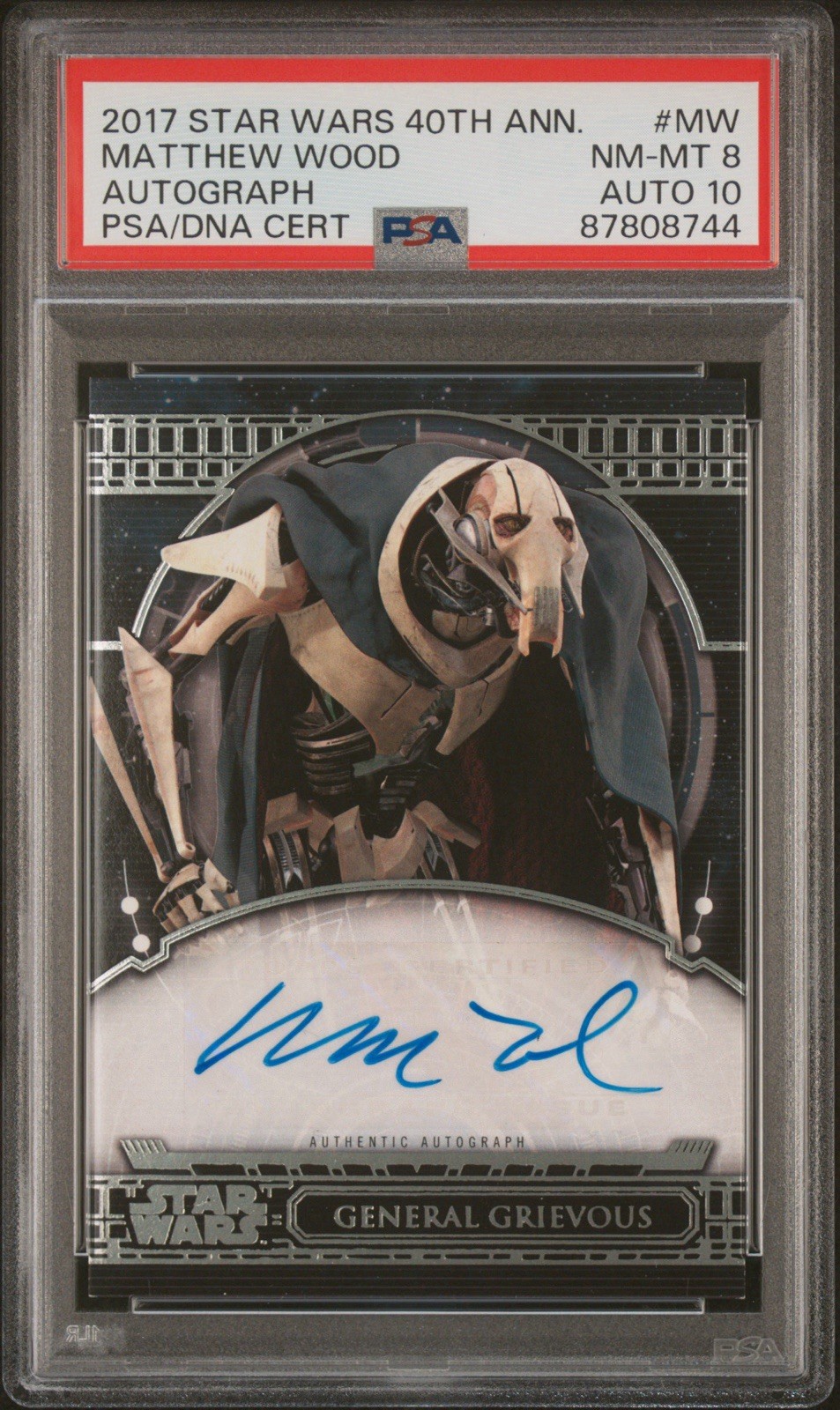 Topps 2017 Star Wars 40a generazione Grievous Matthew Wood Auto PSA 8 Auto 10