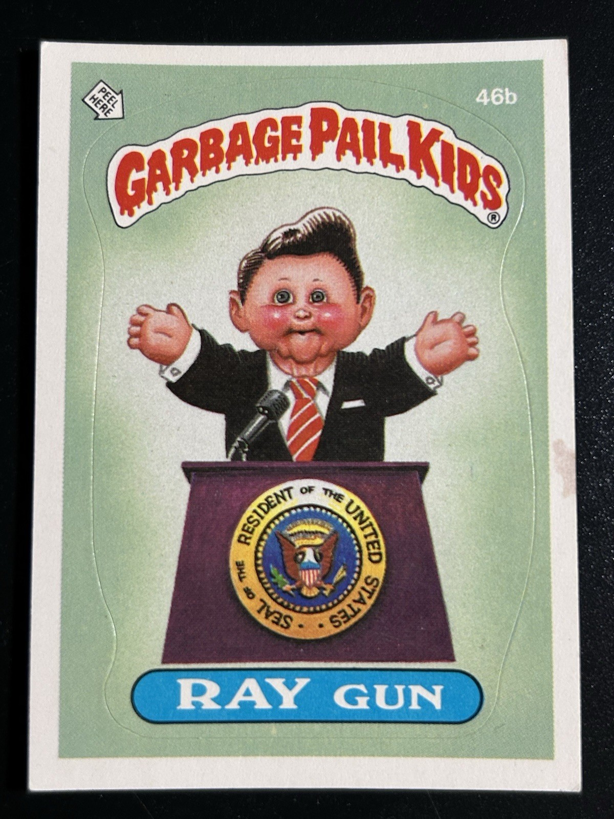 Carta Topps Garbage Pail Kids 1985 GPK Serie 2 OS2 46b Ray Gun CL molto bella