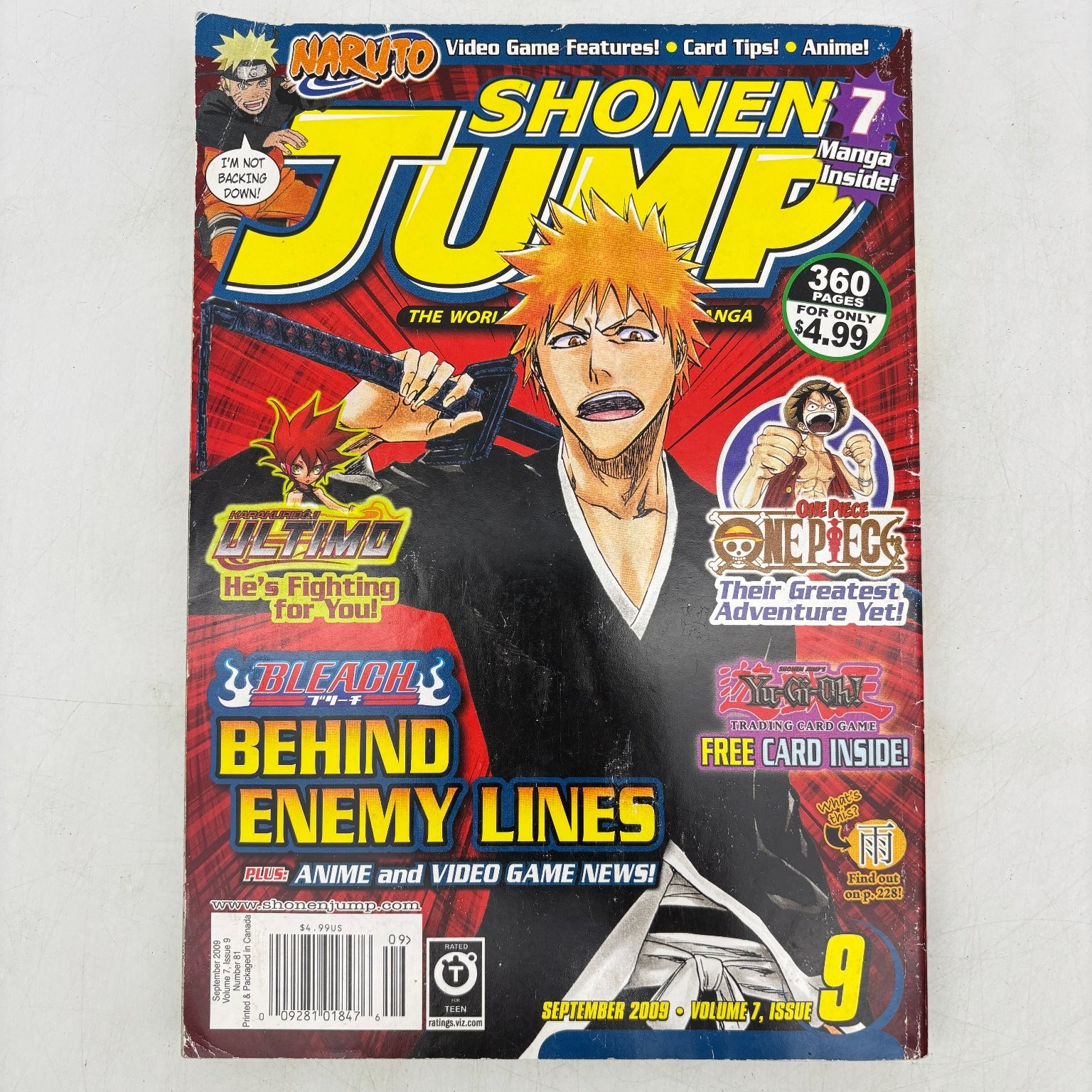 Shonen Jump Magazine Settembre 2009 Volume 7 Numero 9 Candeggina Naruto No Card