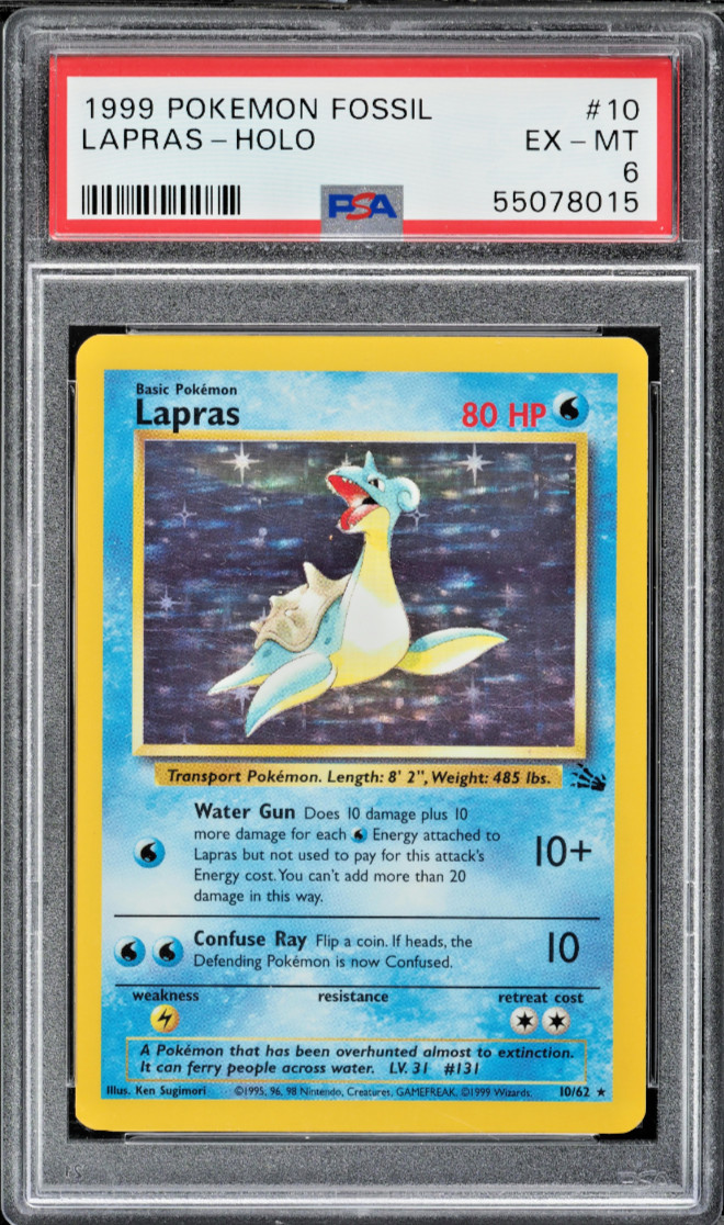 LAPRAS 1999 Pokemon Fossil Holo #10 PSA 6