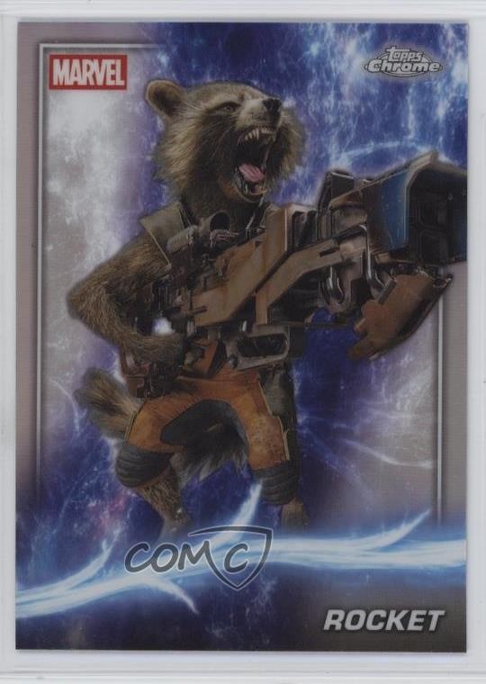 2025 Topps Chrome Marvel Studios Rainbow Refractor Rocket Raccoon Rocket #43 9et