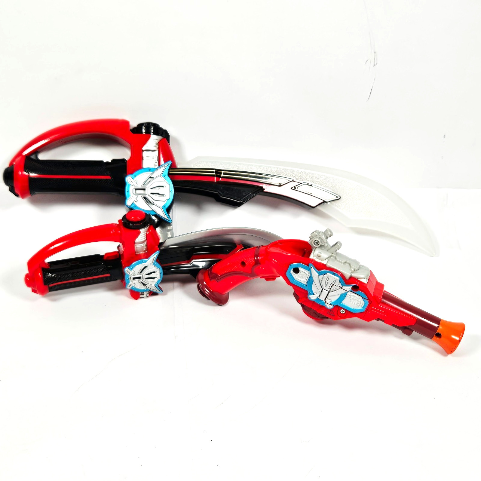 Power Rangers Super Megaforce Sabers/Swords Gun Blaster senza chiavi Inc testato usato