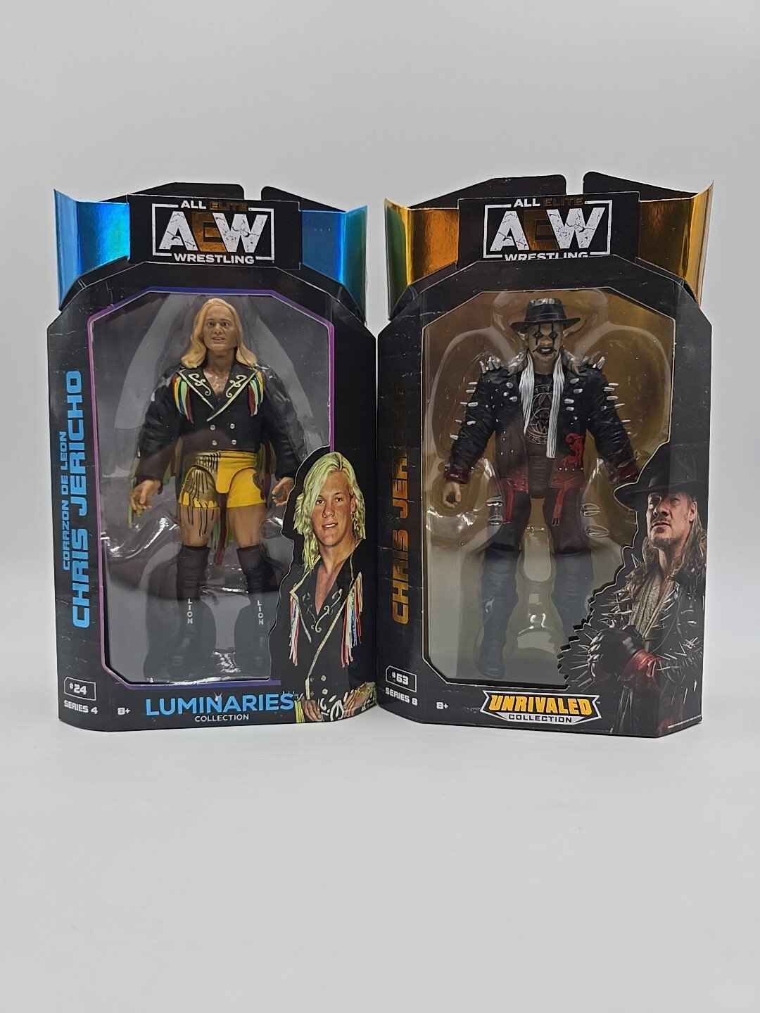 Lotto di 2 action figure AEW Chris Jericho Luminari Corozon Painmaker senza rivali