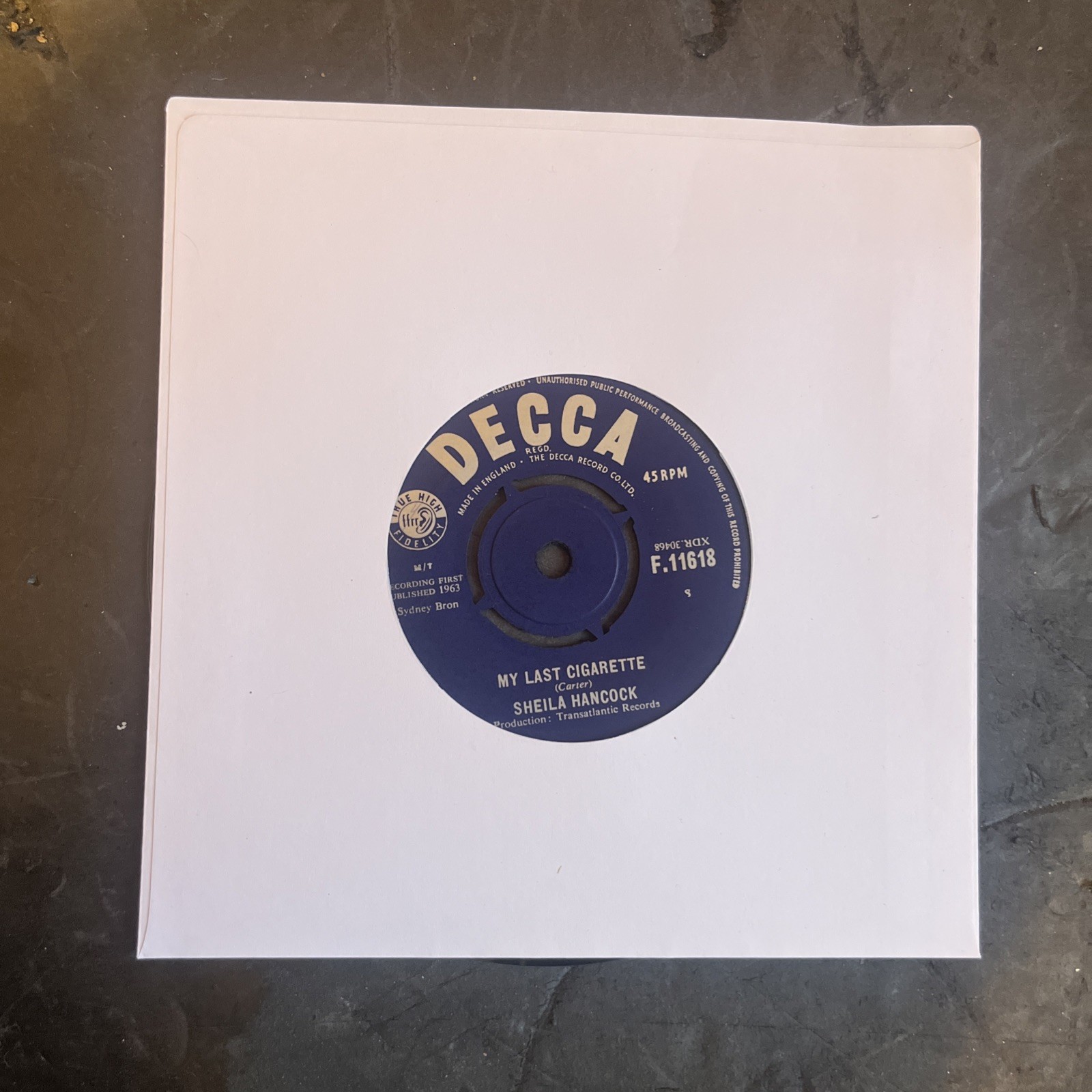 Sheila Hancock - My Last Cigarette - 7” Single - Ex Con - B 41
