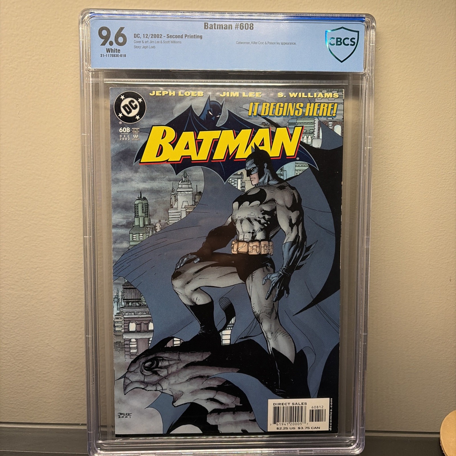 Batman #608 CBCS 9.6 2nd Print White Pages Jim Lee Cover DC Comics