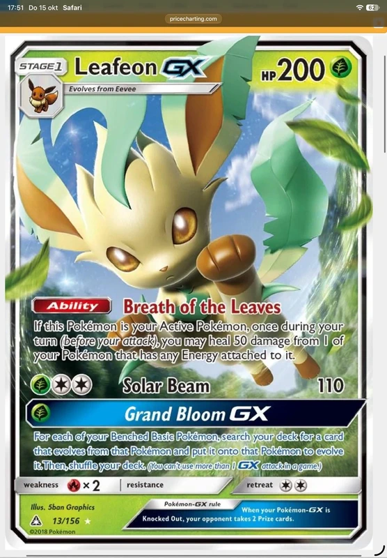 Leafeon Pokémon kaart