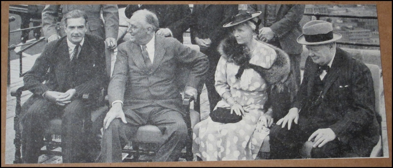 1943 Franklin D. Roosevelt FDR Winston Churchill Anthony Eden ritaglio foto
