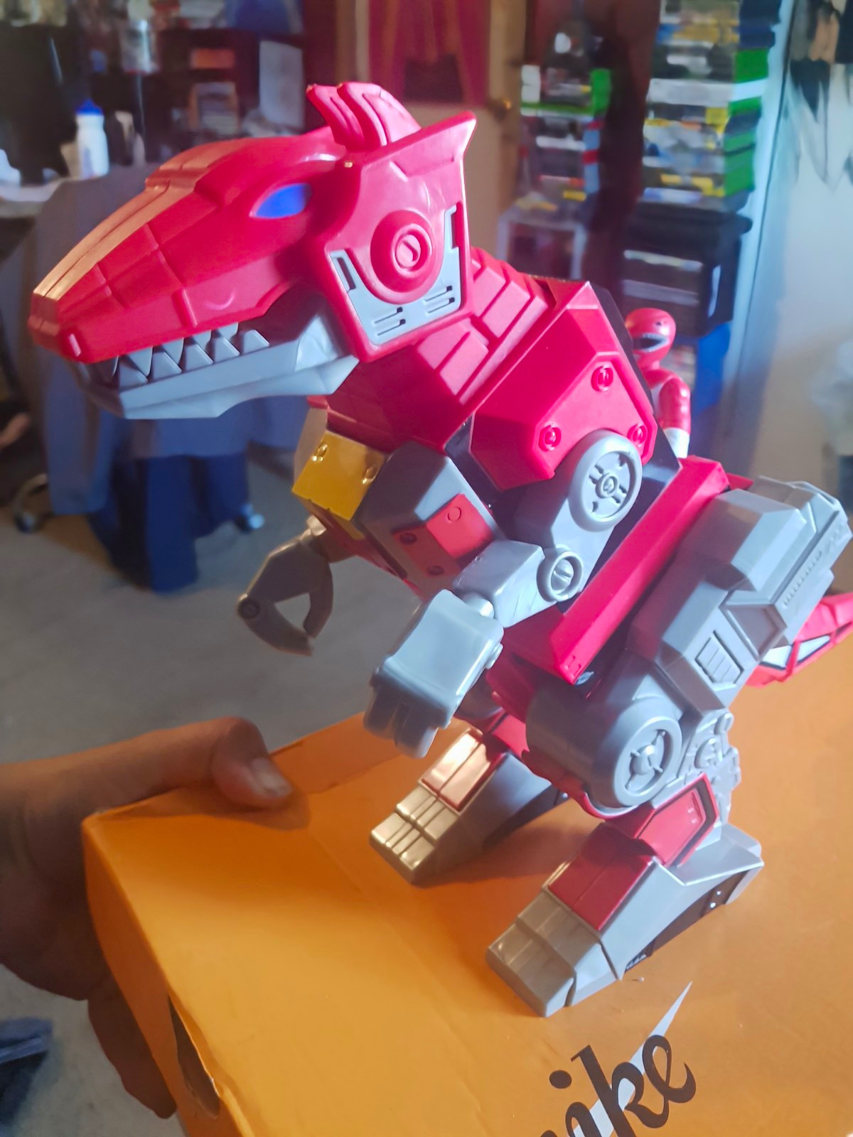 Red Gray Tyrannosaurus Rex Robot Action Figure Plastic Figure Ranger Character