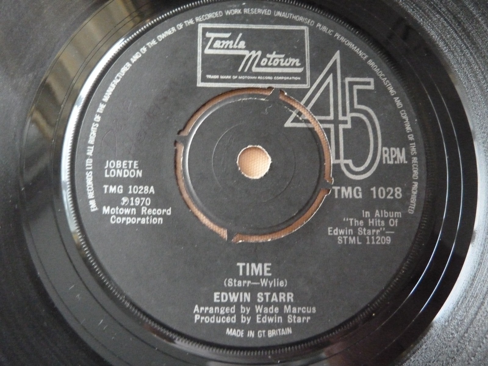 Edwin Starr ~ Time 7" vinyl 1976 VG+ /VG+  Funk Soul Motown