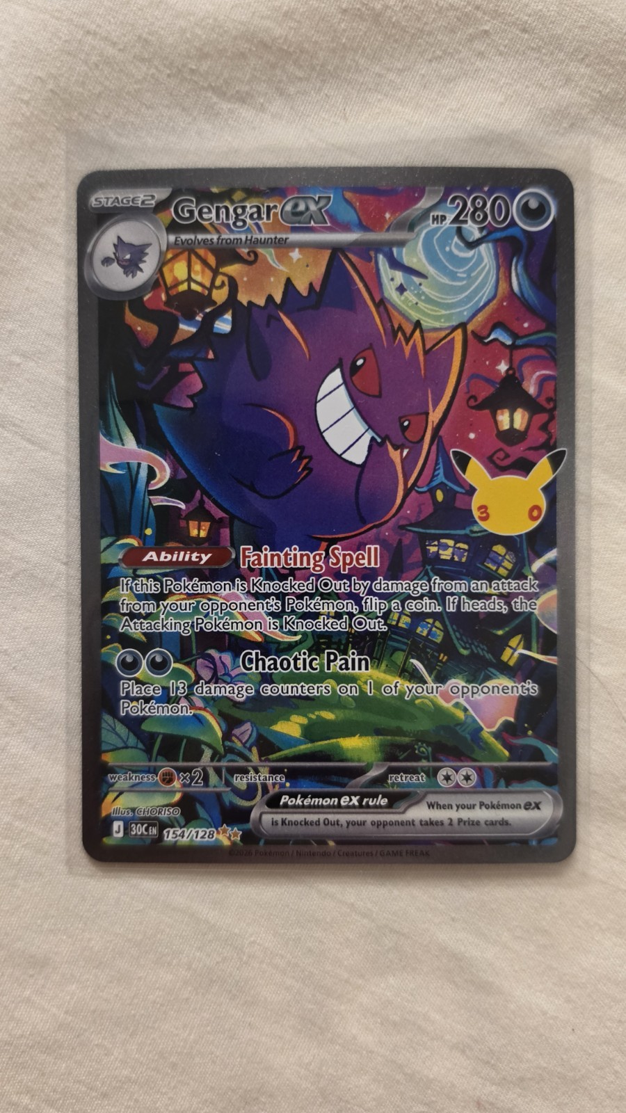 Gengar EX SIR Pokémon Celebrazione 30° Anniversario Confezione 154/128 SIR Fresco