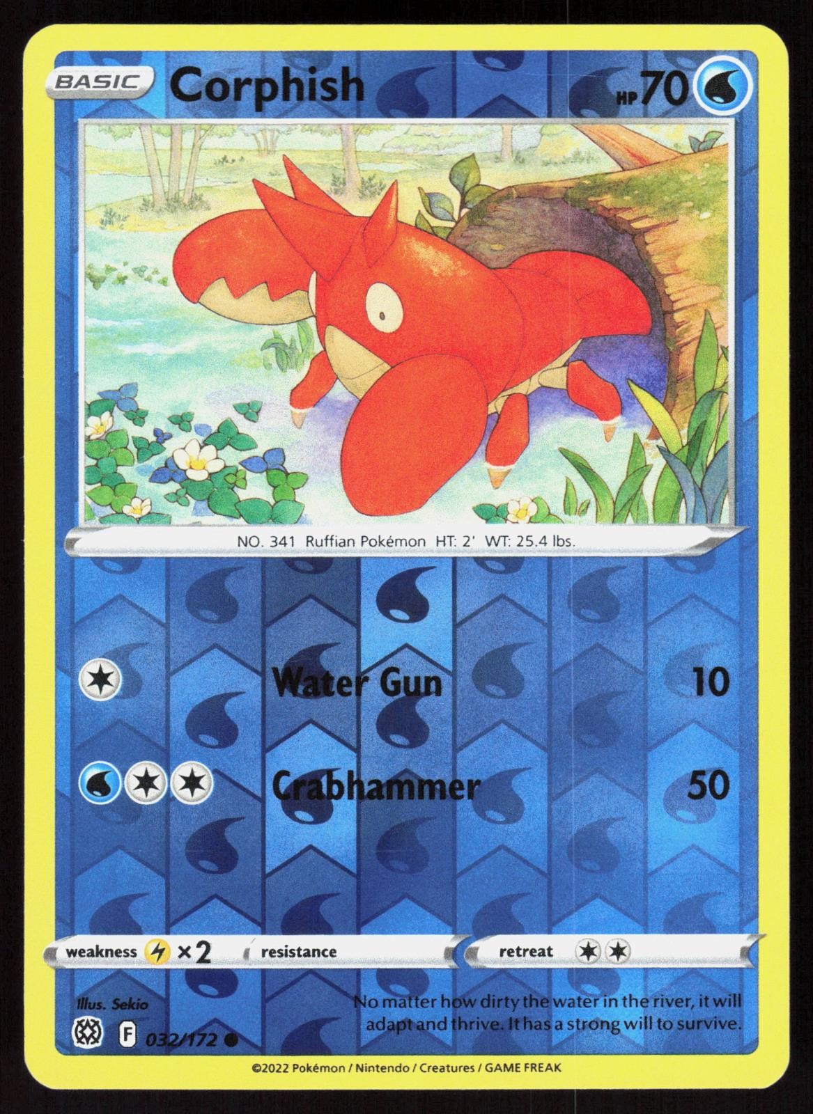 Brilliant Stars Corphish 032/172 Pokemon comune Reverse Holo quasi nuovo/m
