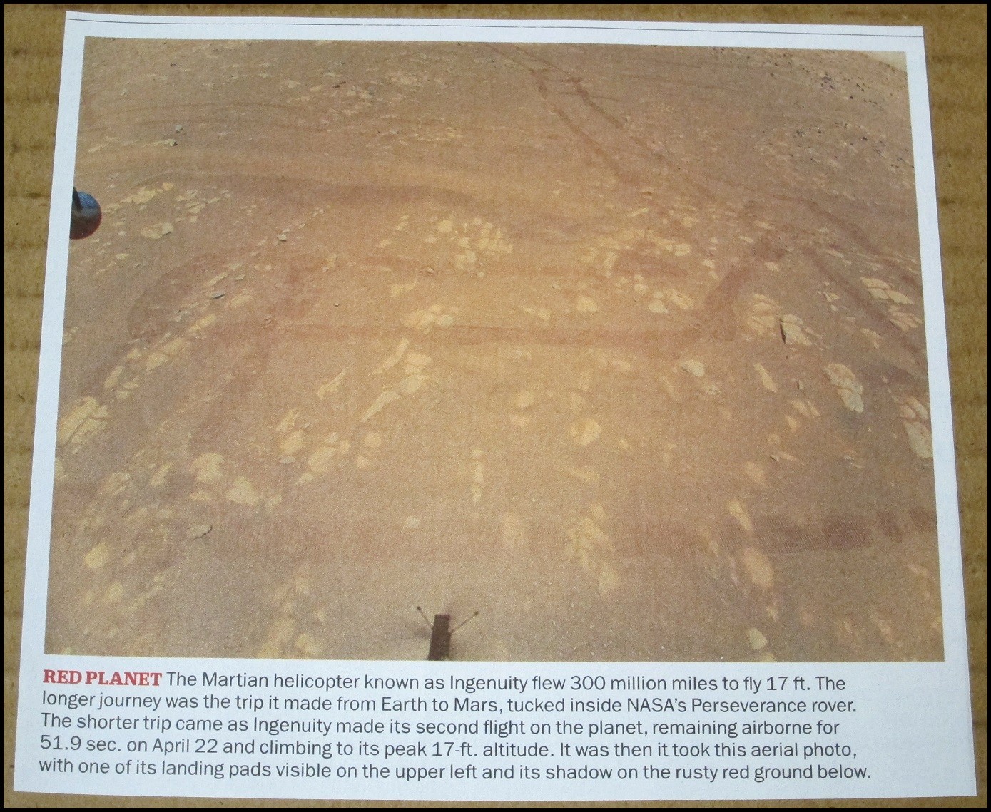 2021 Ingenuity Mars Helicopter Magazine Clipping Photo Perseverance 5.25"x4.75"
