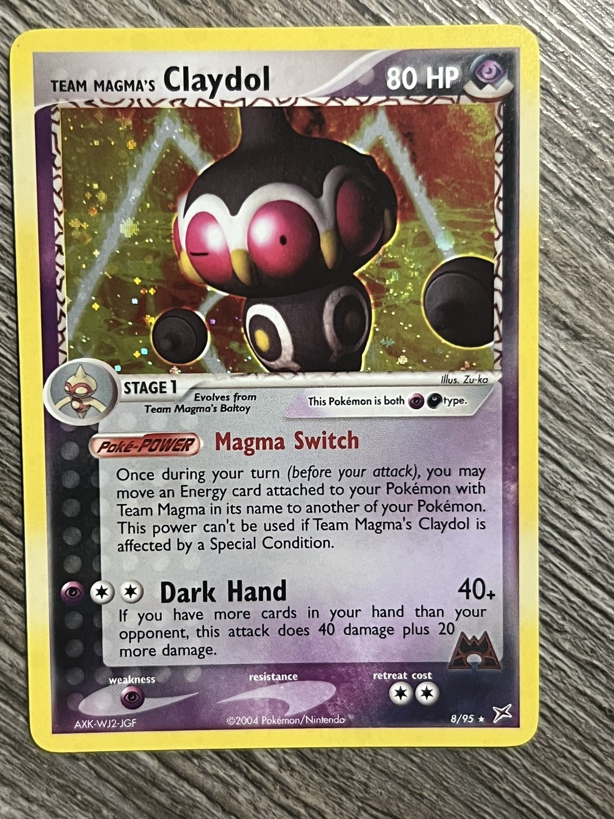 Pokemon Card Team Magma's Claydol 8/95 Holo Rare EX Team Aqua Vs Magma 2004