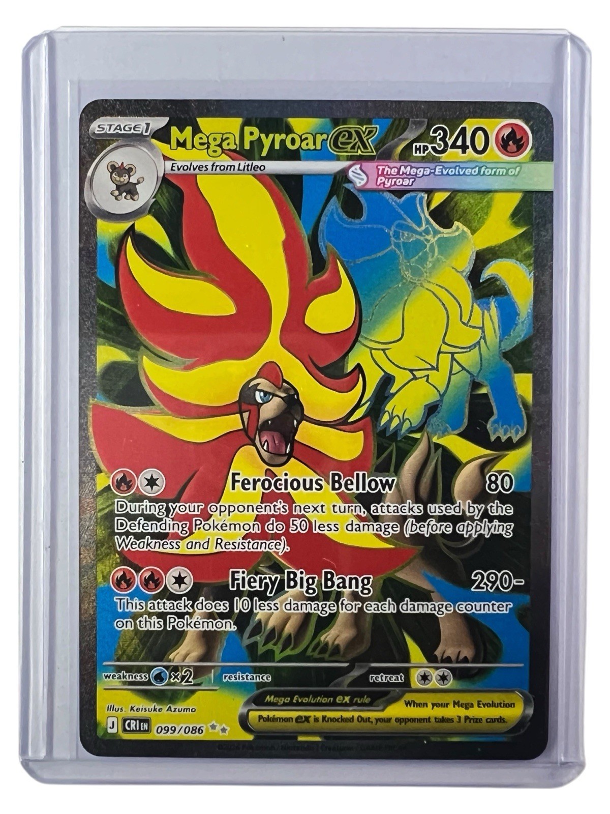 Pokemon TCG Mega Pyroar EX 099/086 Chaos Rising Ultra Rara Holo Full Art quasi nuova