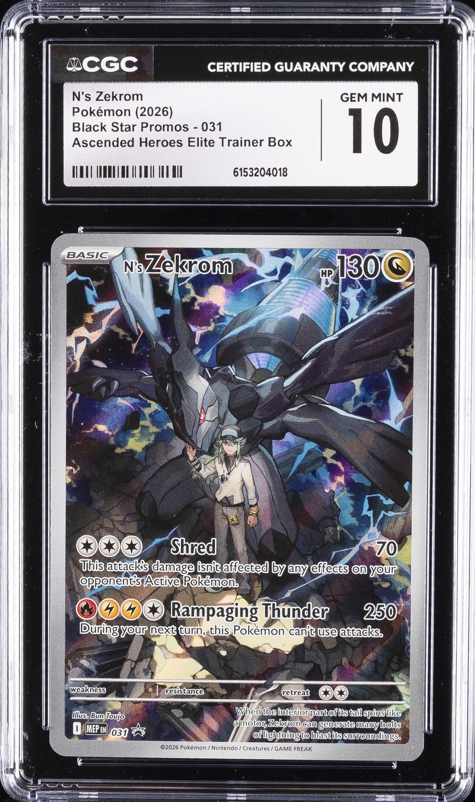 2026 POKEMON ASCENDED HEROES ELITE TRAINER BOX #031 N'S ZEKROM CGC 10 GEM MINT