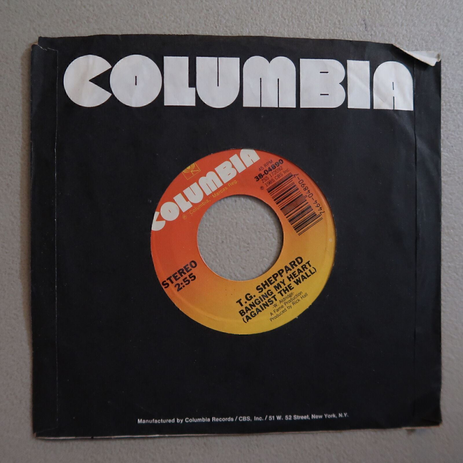 T.G. Sheppard Banging My Heart, Fooled Around And Fell Vinyl 45 Columbia VG 6-98