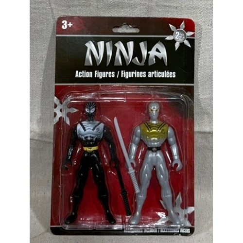 Ninja Action Figures Confezione 2 Greenbrier International Nero Grigio Giocattoli Articolati