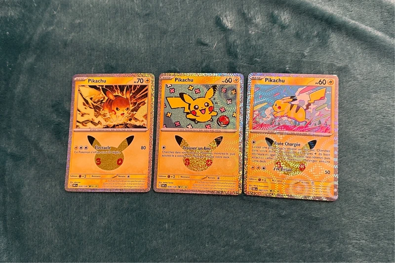 Lot 3 cartes pikachu 30 ans