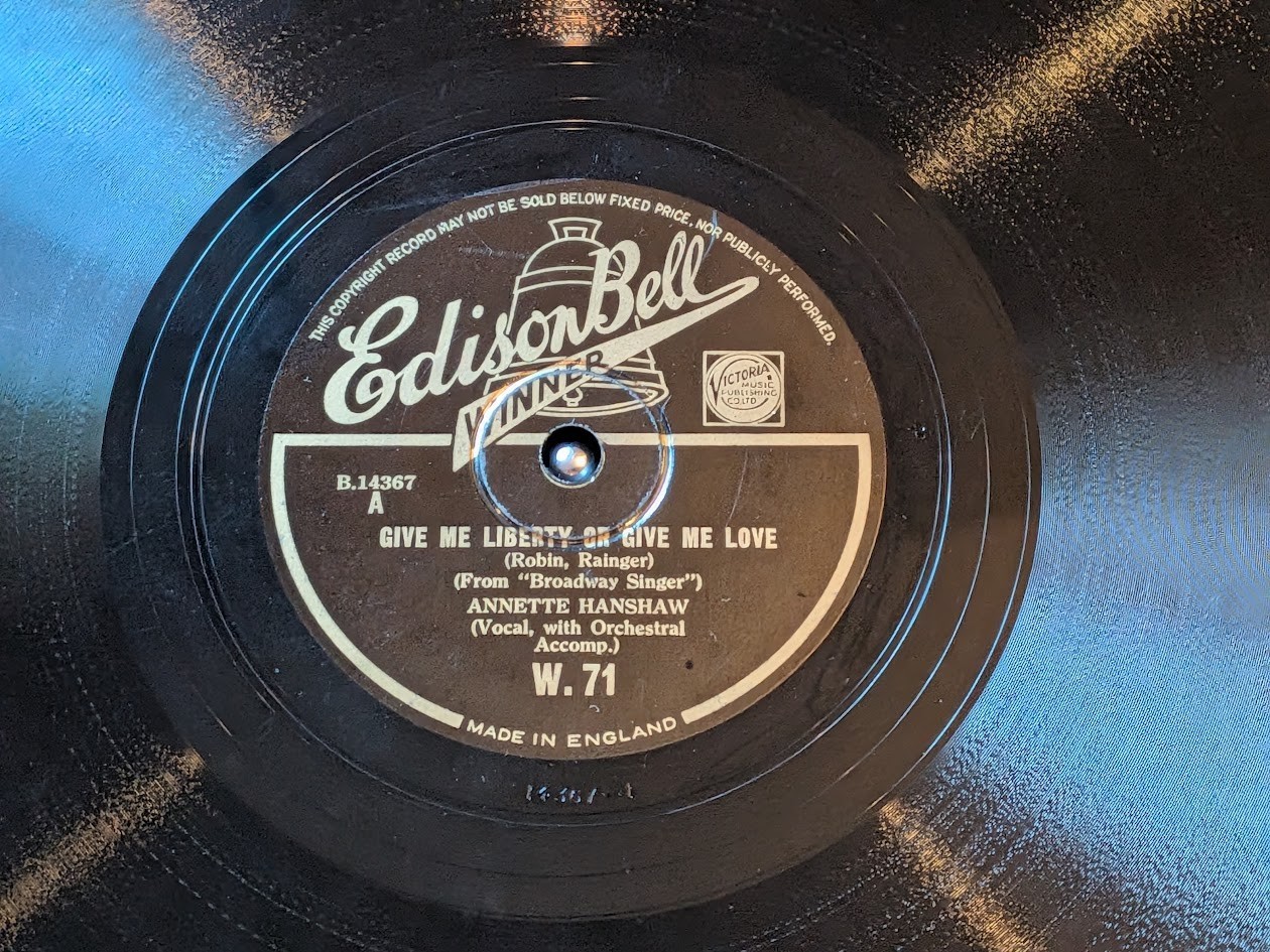 Annette Hanshaw Give Me Liberty / Give Me Love Edison Bell Winner W71 Jazz 78 E+