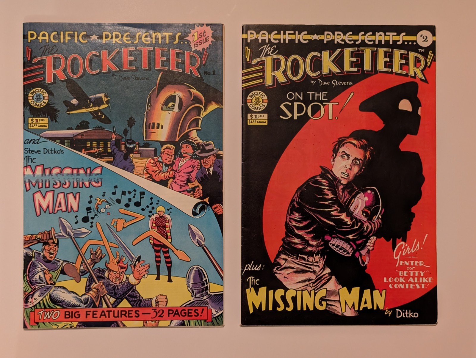 Pacific Presents #1&2 (Pacific Comics 1982) Dave Stevens The Rocketeer mid grade