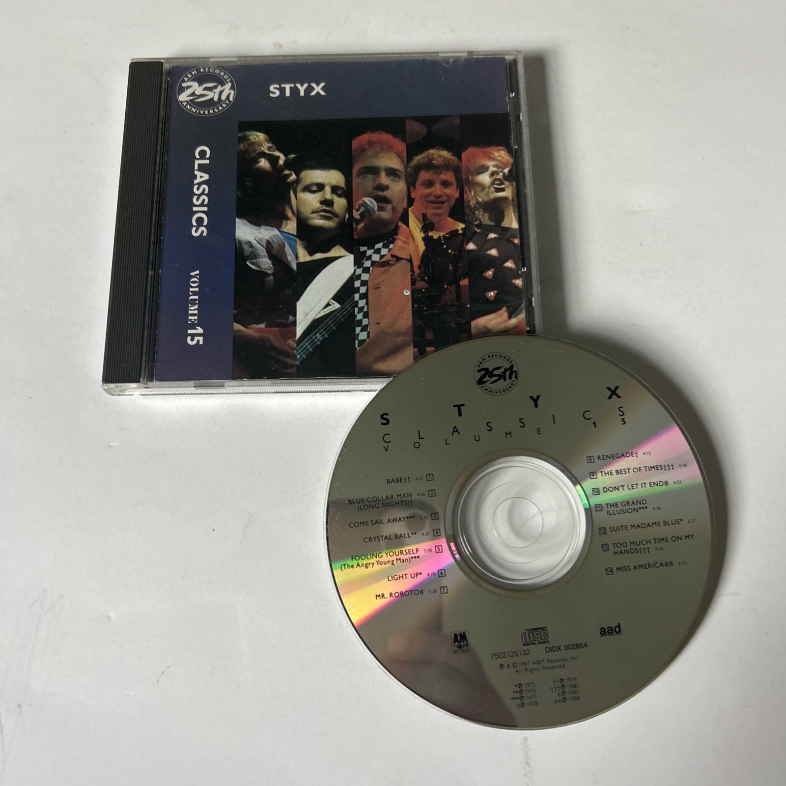 A&M Styx - Classics Volume 15 CD-14 track-Mr Roboto-Babe-Come Sail Away Renegade