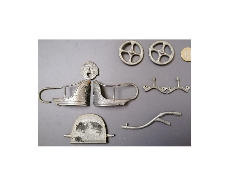 Miniatura storica carro biga carro romano greco metallo vintage