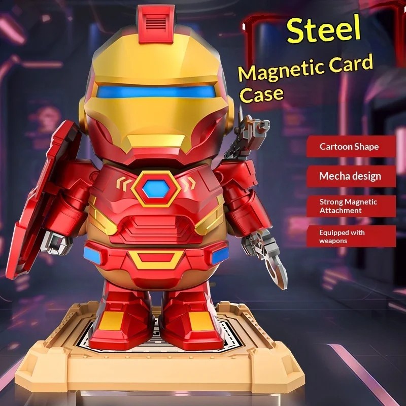 Carino Iron Man Capybara Figura, Base Luce LED Decorazione Scrivania con Confezione Regalo