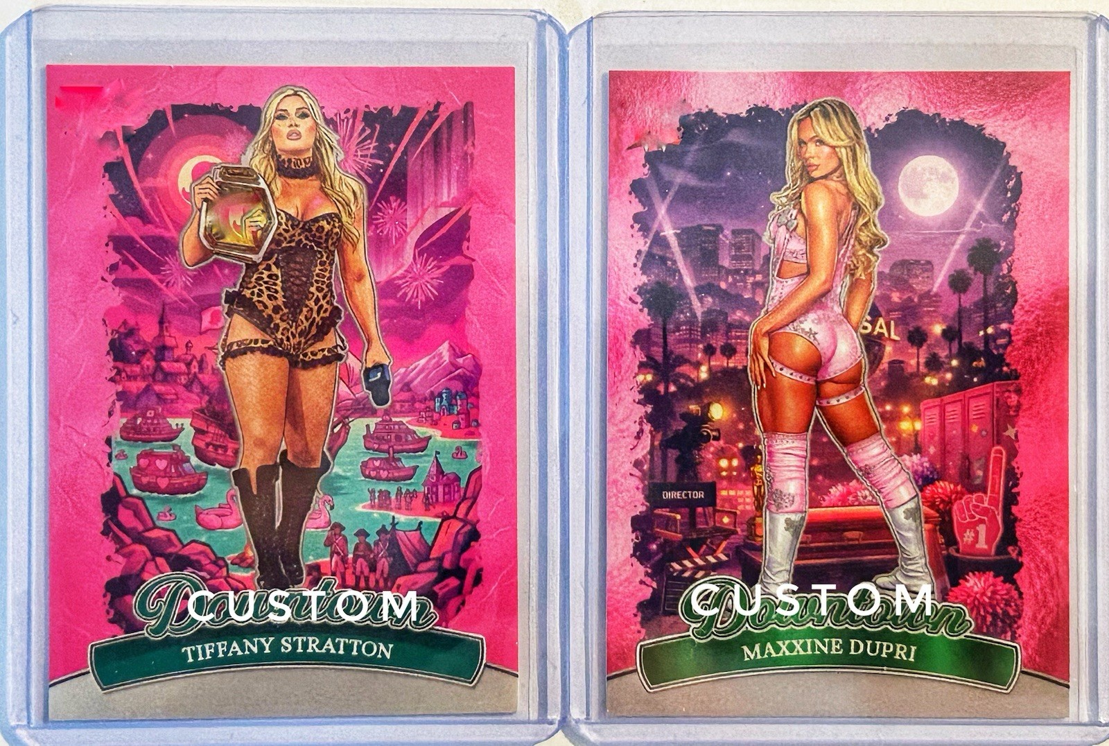 Lotto di 2 carte fan art personalizzate Tiffany Stratton Maxxine Dupri