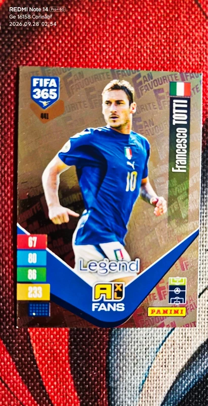 Card Francesco Totti Fans Legend 441 Adrenalyn FIFA365 Panini 2027