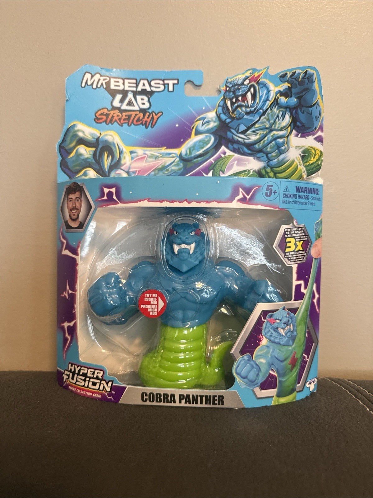 Figurina Mr Beast Lab Stretchy Hyper Fusion Series 5,5" - Cobra Panther. Nuovo