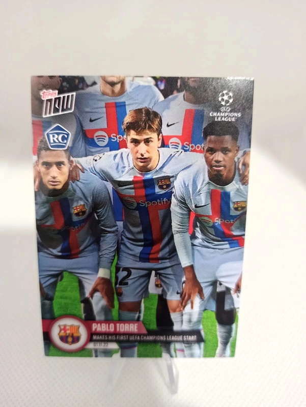 58 Pablo Torre RC 2022 Topps Now UCL “01/11/22 Makes His First UCL Start FC Barcelona”