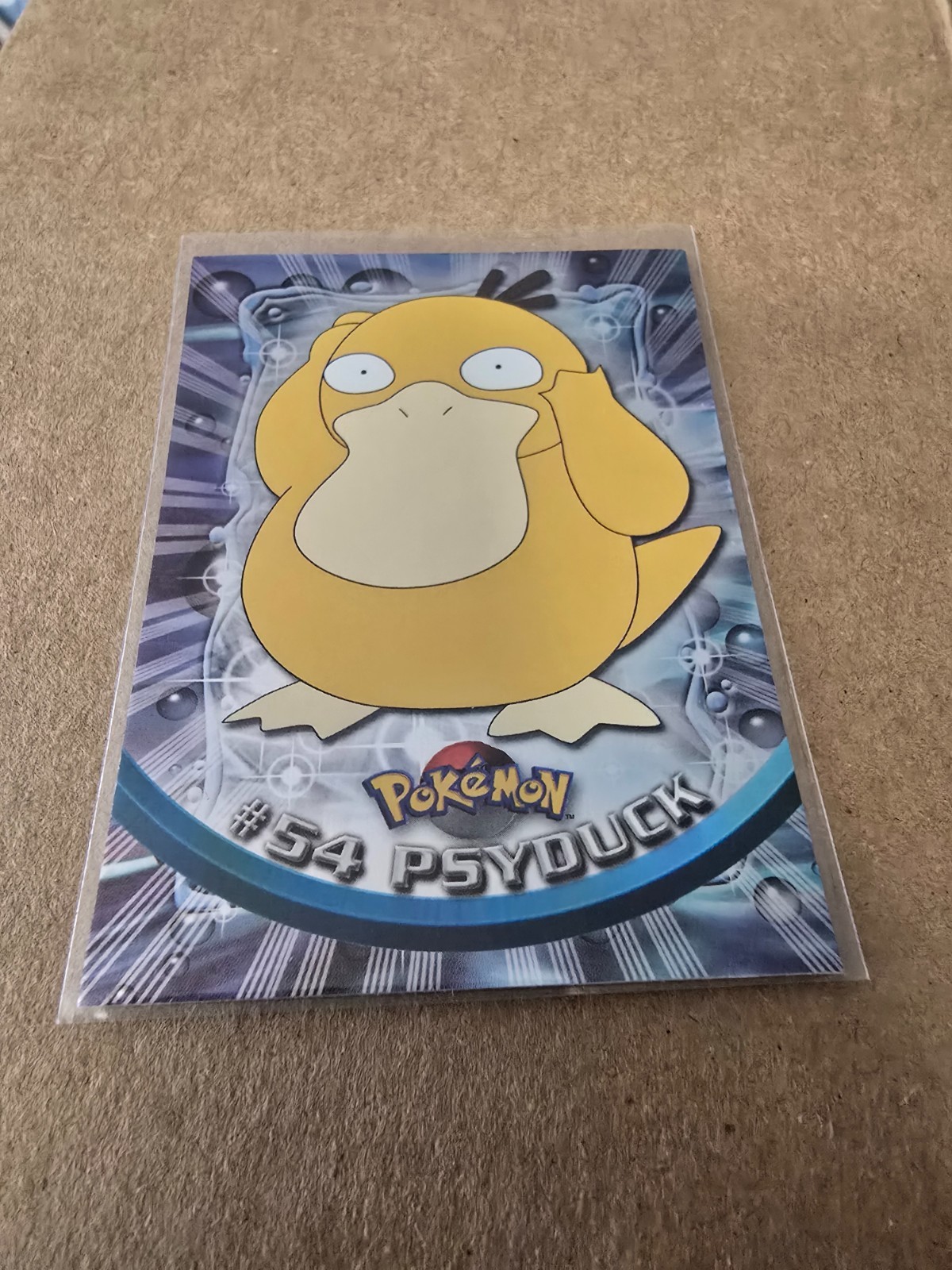 1999 Topps Pokémon Psyduck 54 Holo Silver Foil TV Animation Series 1 BlueLogo NM