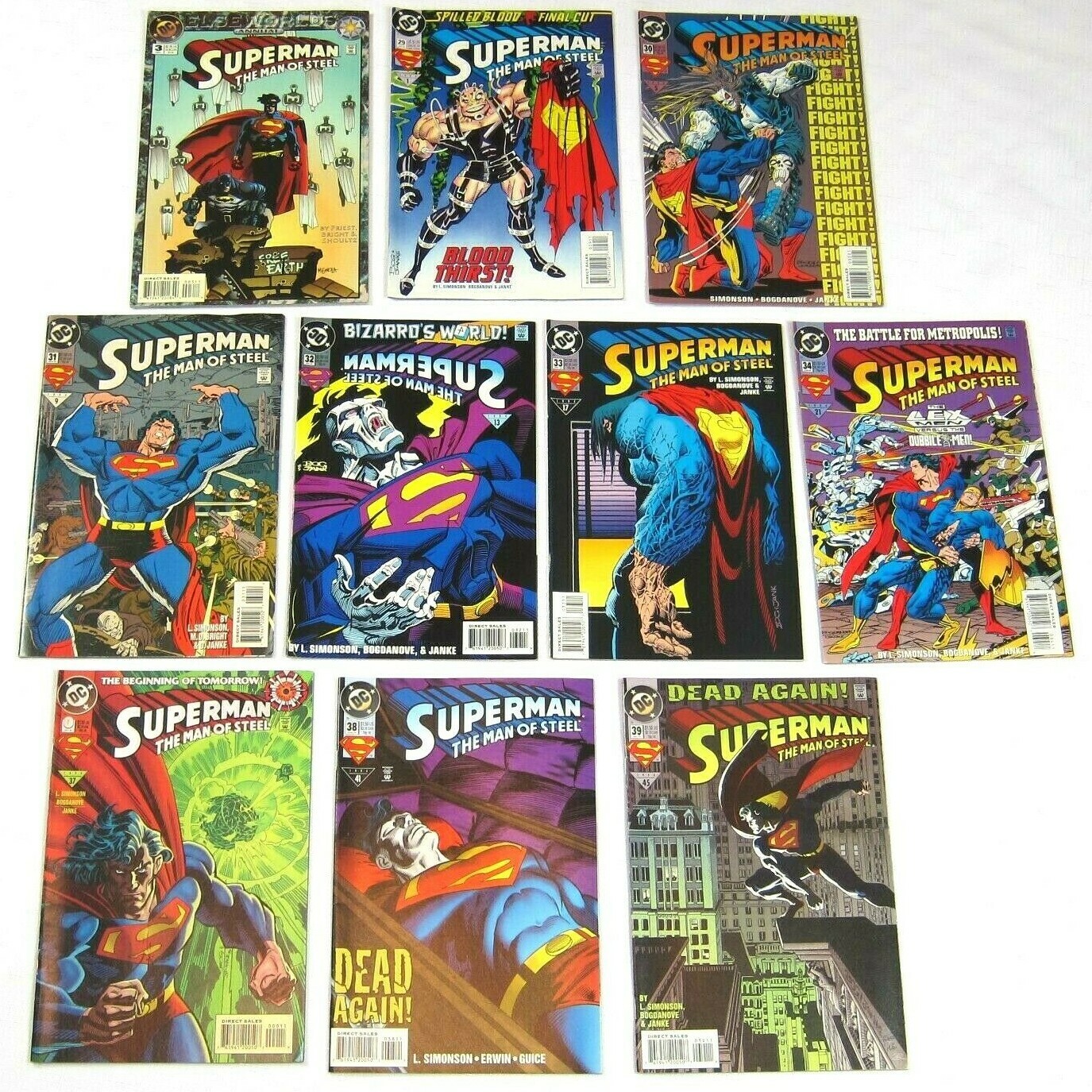 Lot of 10 Vintage 1994 Superman The Man of Steel Comic Books DC Comics
