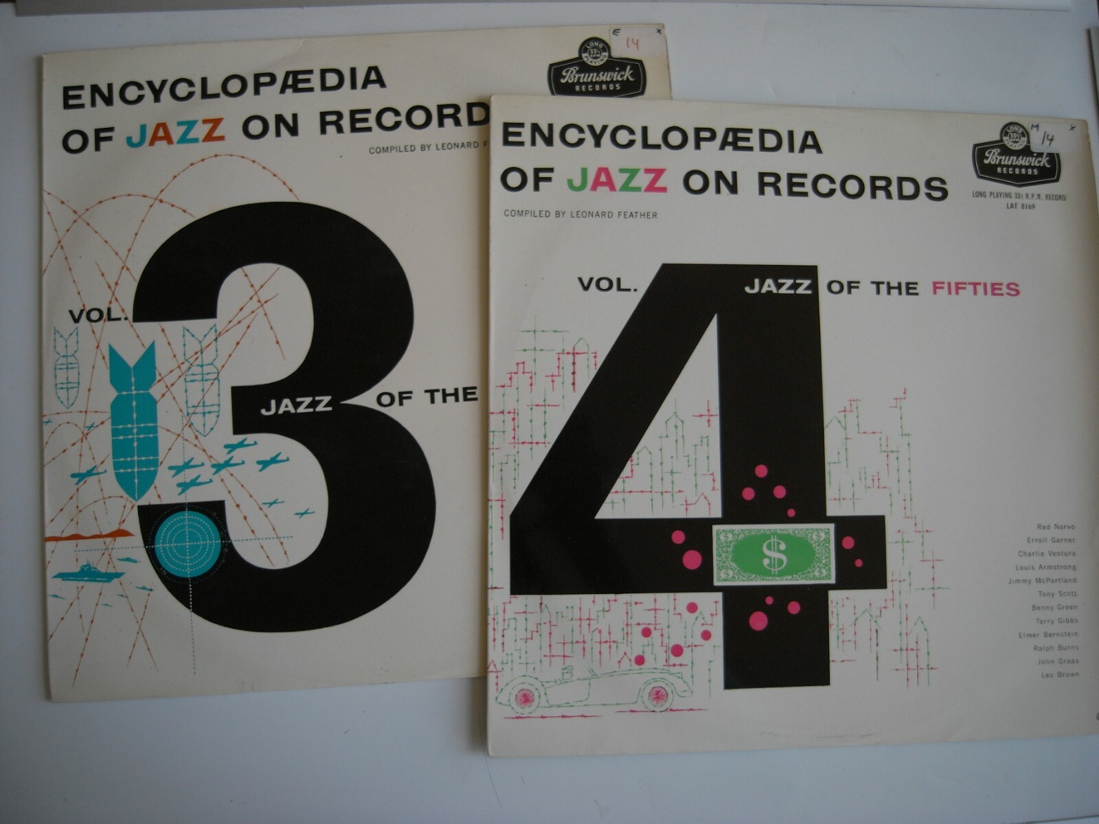 LEONARD FEATHER ENCYCLOPAEDIA OF JAZZ ON RECORDS VOL 3&4 BRUNSWICK LAT 8168/9