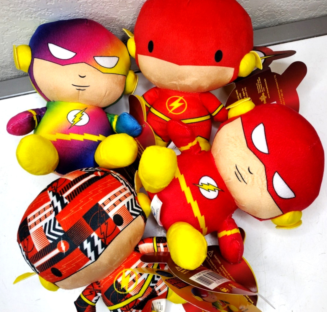 Lot of 4 The Flash DC Comics Plush Justice League Toy Factory 7" All/Collection