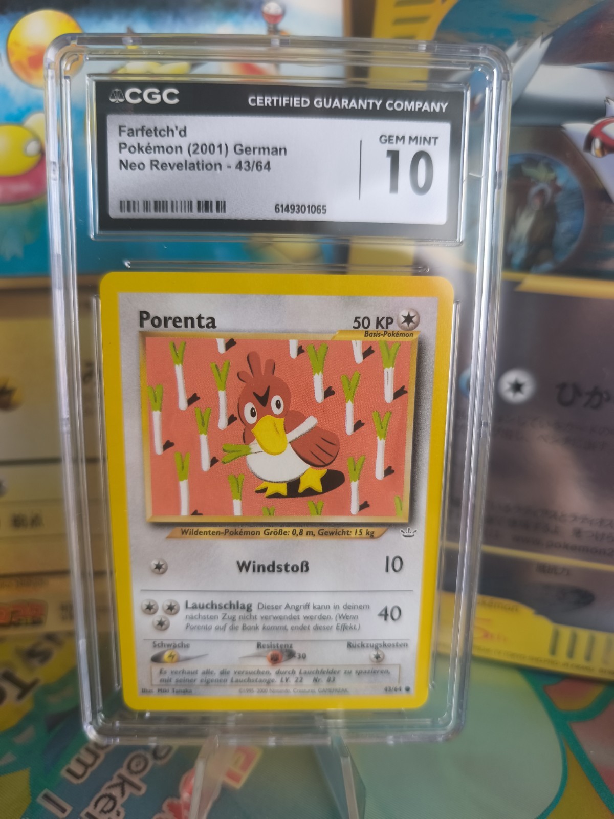 Carta Pokemon Card Farfetch'd Porenta Neo Revelation 2001 italiano wotc CGC 10