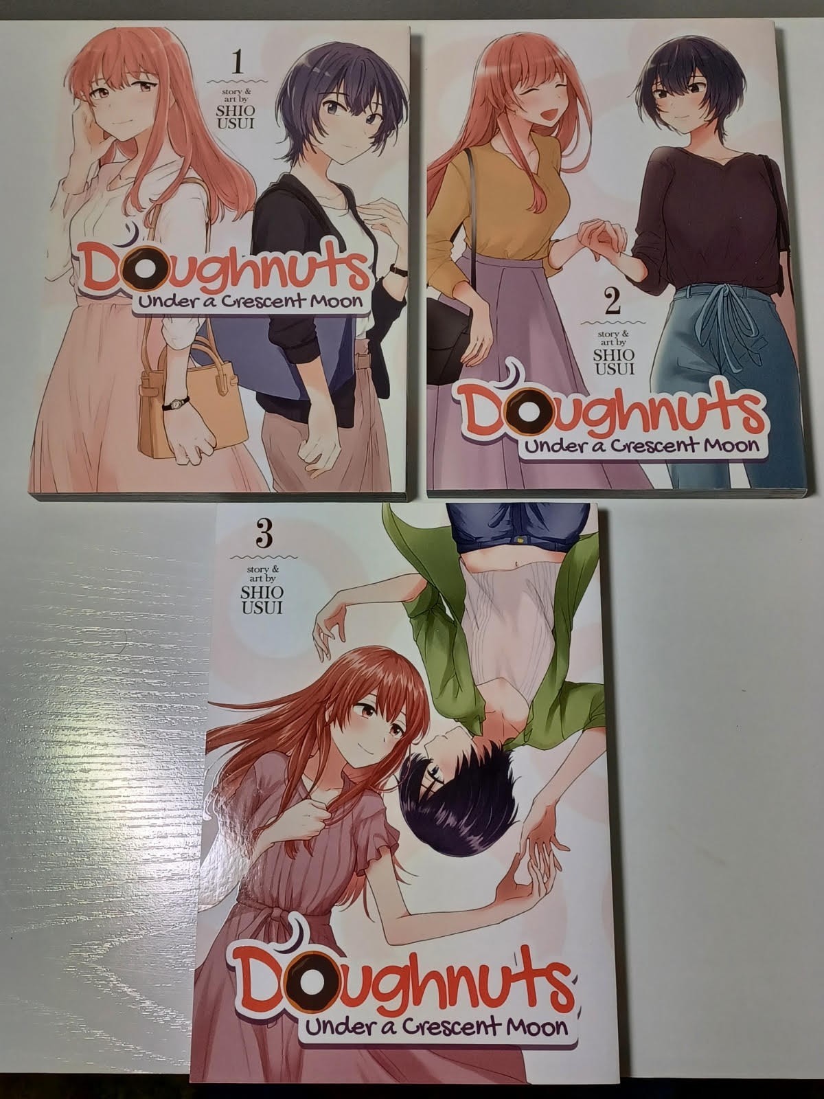 Ciambelle sotto una luna crescente yuri manga vol. 1-3 USATO Ottime Condizioni